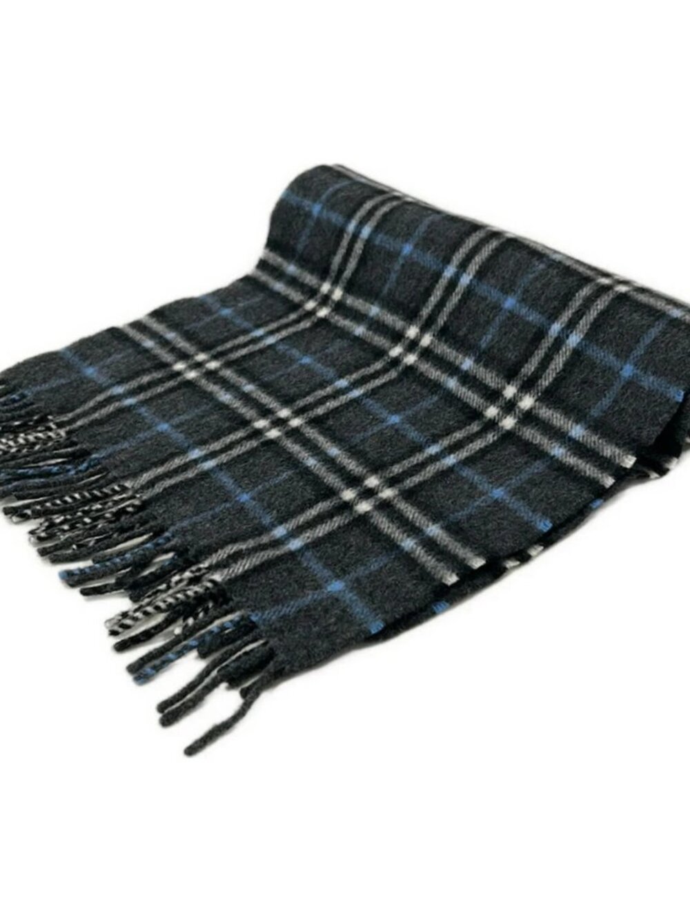 Burberry's Dark Gray Light Blue Multi Cashmere Scarf